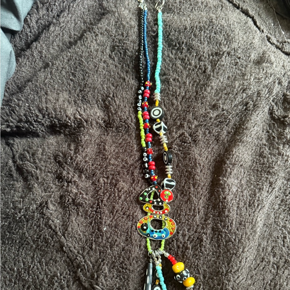Vintage Murano Glass Millefiori Colorful Beaded Necklace